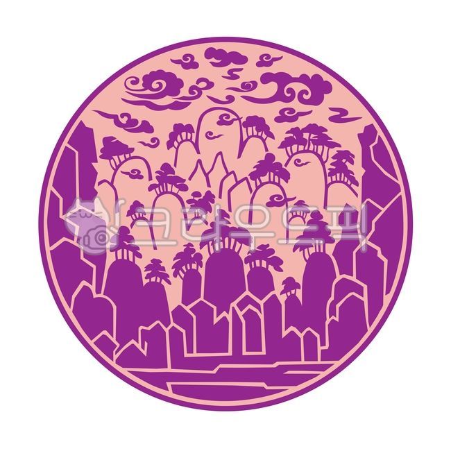 pine tree,pattern,icon,web source,koreantraditionalpattern,rock,cloud,traditional colors,mountain,traditional color,graphic,Korean traditional pattern,landscape painting,Korean,traditional pattern,korean,background,purple,illustration,circle,Korean tradit