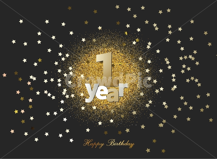 1st anniversary,gold,sparkle,flutter,star,Anniversary,event,congrats,spread