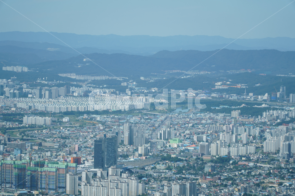 도심,아파트,대로,대전,식장산,정상,산,도시
