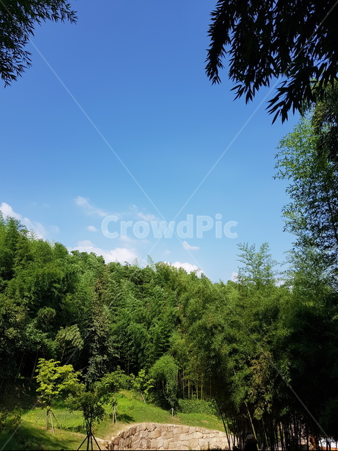 sky,rest,blue sky,It was green,mountains and sky