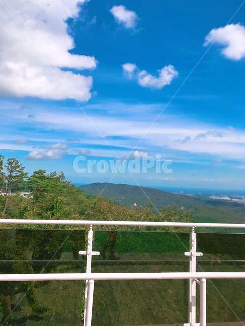 하늘,산,풍경,나무,배경화면,자연,풍경,nature,landscape,railing,난간,banister,handrail
