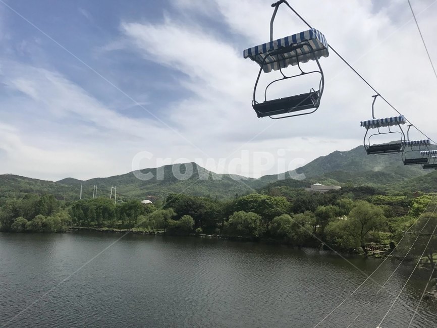 산,자연,호수,케이블카,맑음,화창