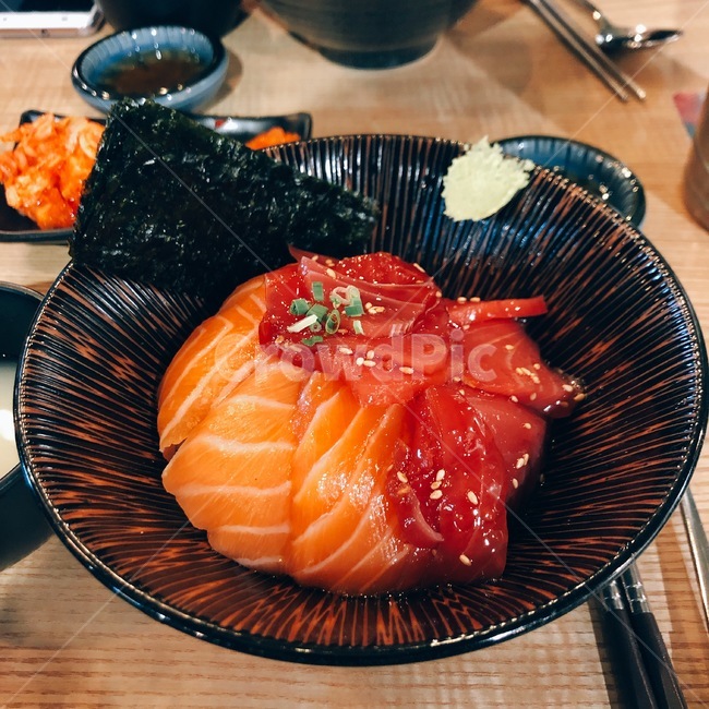 홍대개미,연어,참치,덮밥,김