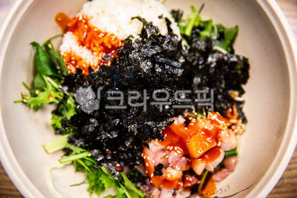 흰밥, 생선회, 김, 야채, 고추장, 사진,이미지,일러스트,캘리그라피 - 우리들작가