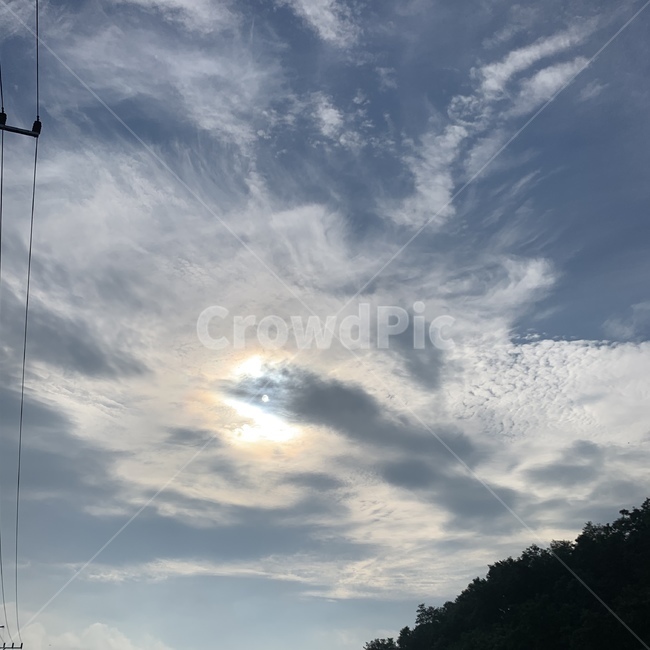 구름,햇빛,산,자연,시골
