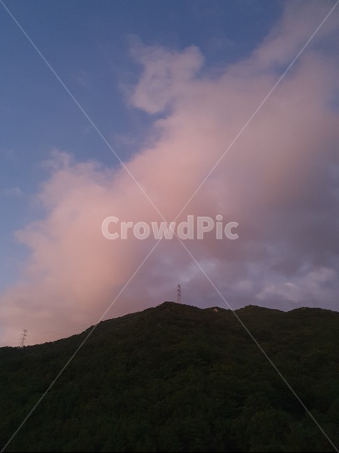 하늘,산,자연,구름,노을