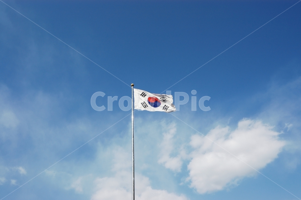 patriotic,sky,flag,korea,fluttering,Korean Flag,background,patriotism