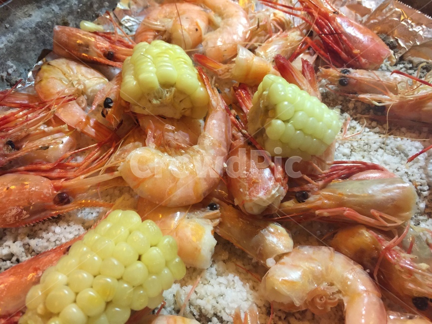 대하구이,옥수수,맛있는,소금,새우