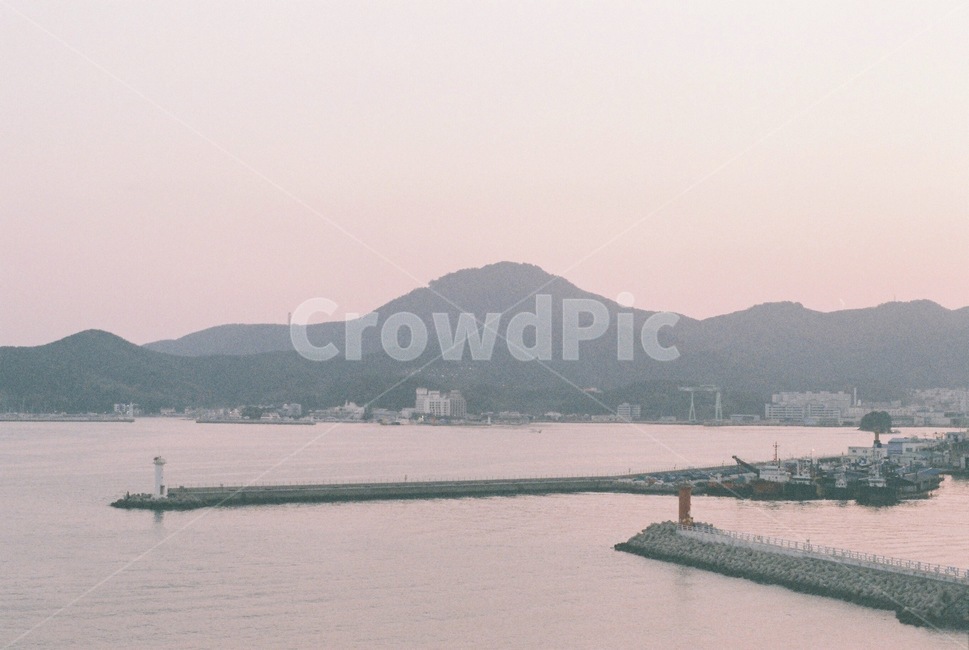 노을,석양,거리,통영,해질녘