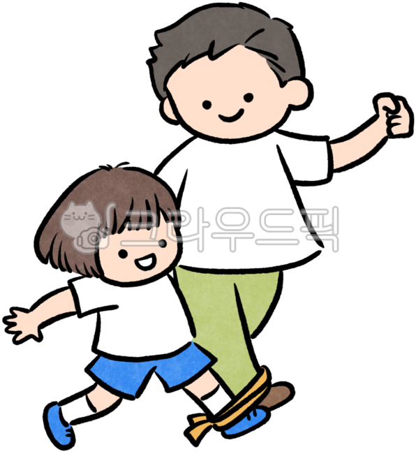 Picture,illustration,hand drawing,hand drawing,autumn,sports day,sports competition,sports,game,cute,people,children,two-person triangle,two-person triangle,father,child,daughter,father and daughter,cooperation,png