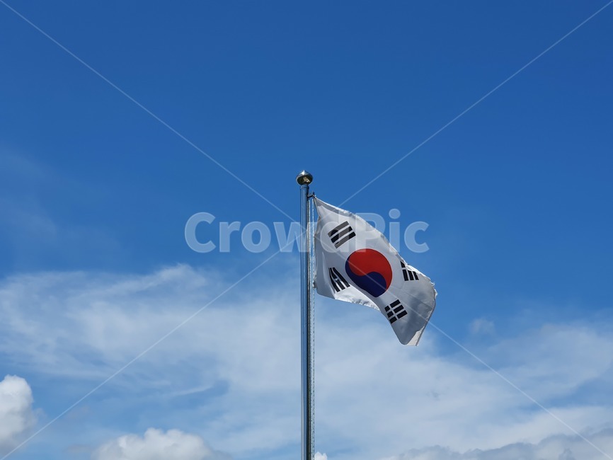 patriotic,blue sky,flutter,Korean Flag,bluesky