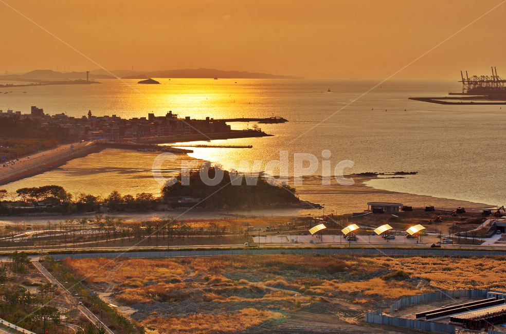 일몰,석양,저녁놀,오이도,갯벌,썰물,뻘바다,시골,마을,풍경,landscape,country,rural,town