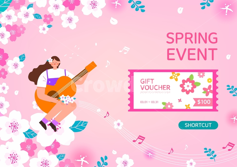 벚꽃,기타,악기,음악회,봄,꽃,나들이,소풍,축제,이벤트,행사,할인,쿠폰,선물,티켓,캐릭터,연인,커플,사람,봄,계절,spring,season,축제,행사,festival,carnival,event,그래픽,일러스트레이션,graphic,illustration,art,미술
