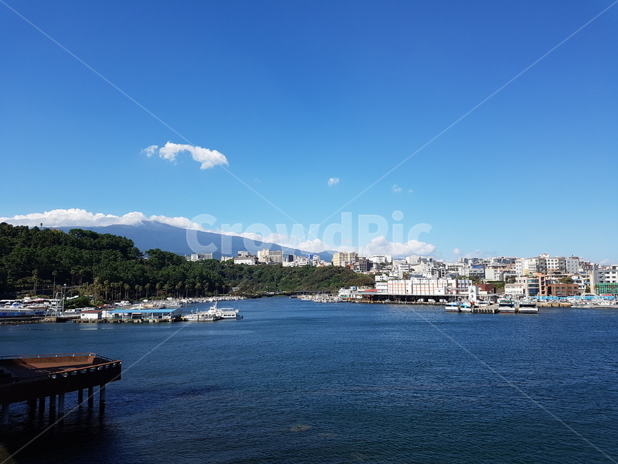제주도,한라산,바다,풍경,바닷가마을
