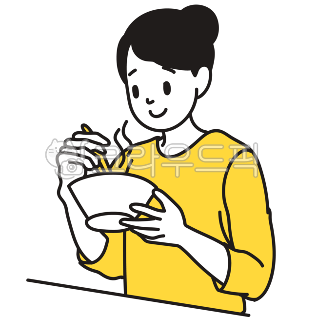 먹고있는, 국, 라멘, 밥먹는여자, 밥먹는, 사진,이미지,일러스트,캘리그라피 - hanFactory작가