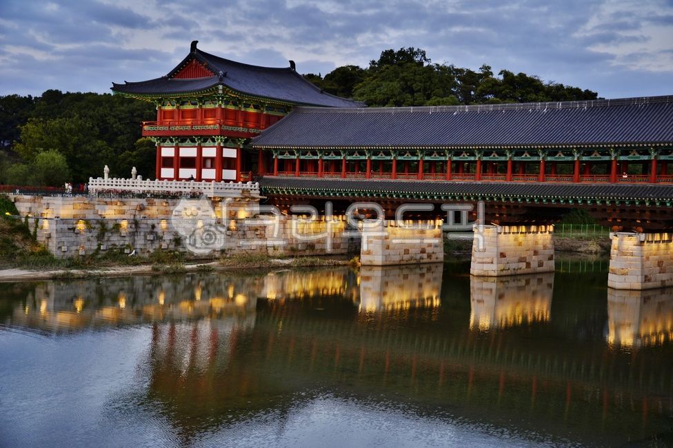 경주월정교,물,집,건축물,건물,다리,관광지