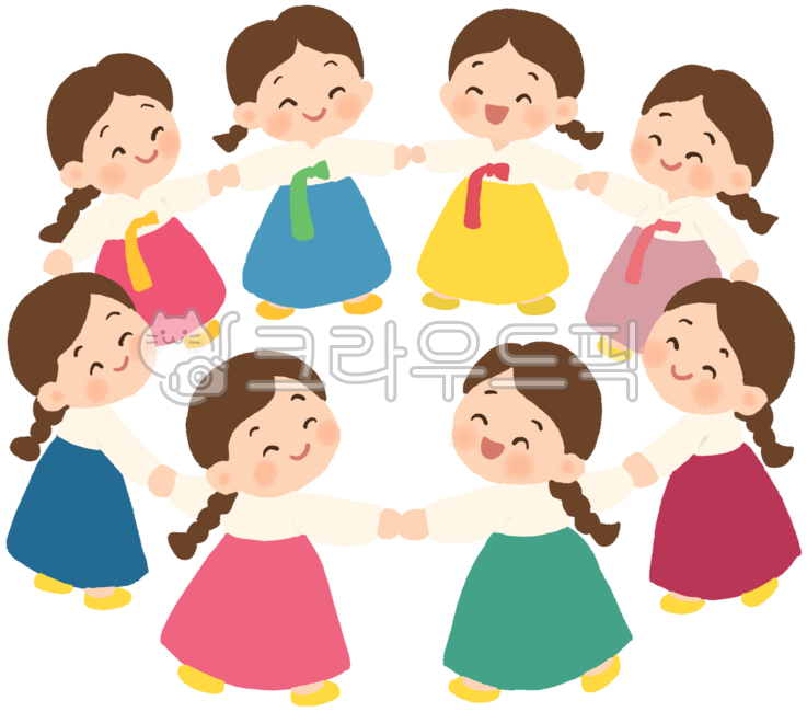 강강술래일러스트,강강술래,귀여운추석,추석놀이,전통놀이,한가위