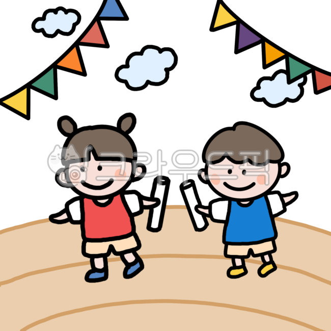 어린이집,유치원,체육대회,가을운동회,운동회,운동회일러스트,체육대회일러스트,청팀,홍팀,이어달리기,가을운동회일러스트,달리기