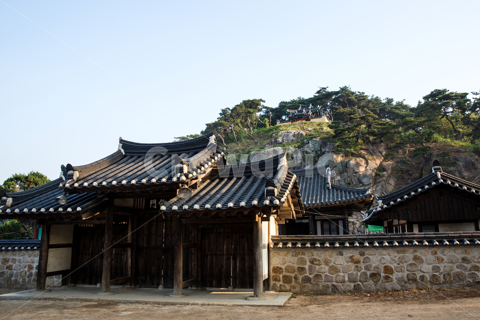 경주표암,경주시,경북,한국,표암,풍경,문화재,전통,고건축,정자,나무,산,하늘,문,돌담