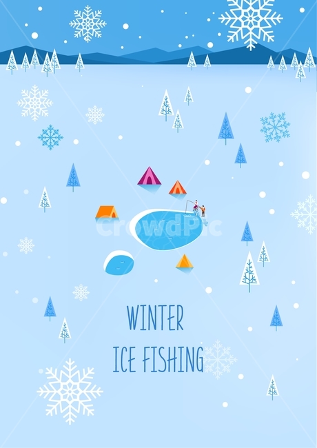 눈,눈결정,텐트,빙판,낚시,겨울,미니멀,플랫디자인,감성,겨울,계절,winter,season,그래픽,일러스트레이션,graphic,illustration