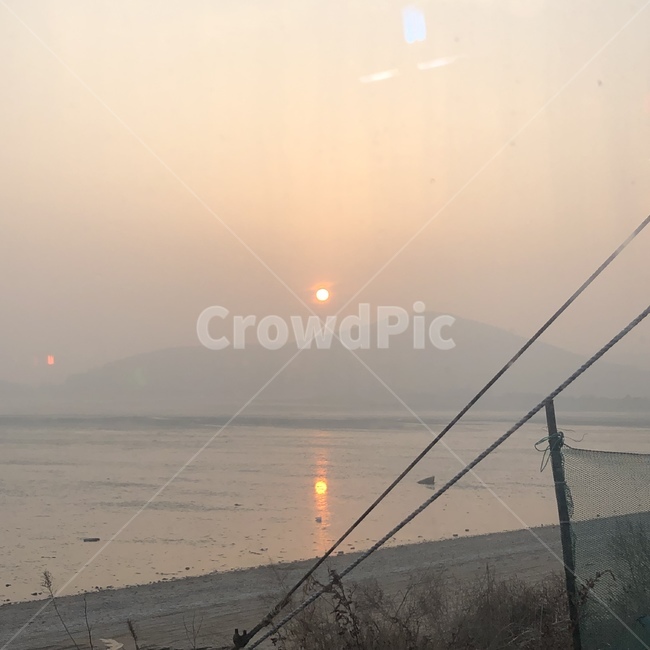 해,노을,바다,산,모래