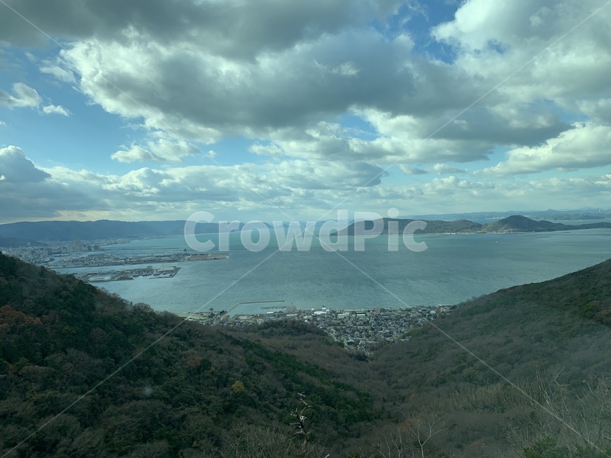 날씨좋은,바닷가,자연경관,섬마을,탁트인,산위에서,산정상에서