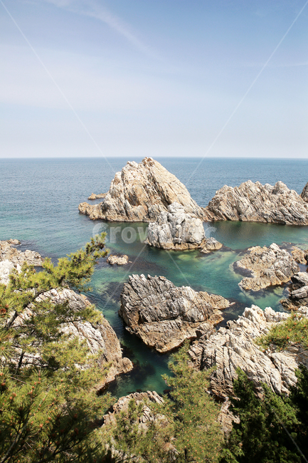 강원도,삼척,장호항,관광지,바다,해안,풍경,여름,돌,자연,푸른,암석,경치,promontory,곶,rock,록