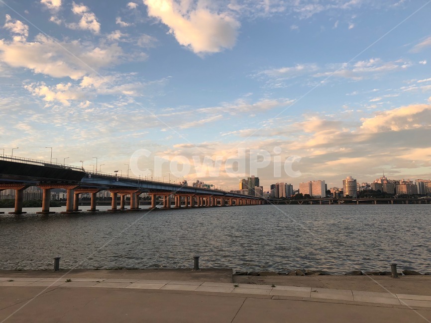 하늘,한강,구름,다리,대교,노을,sunset,bridge,riverside,river,nature