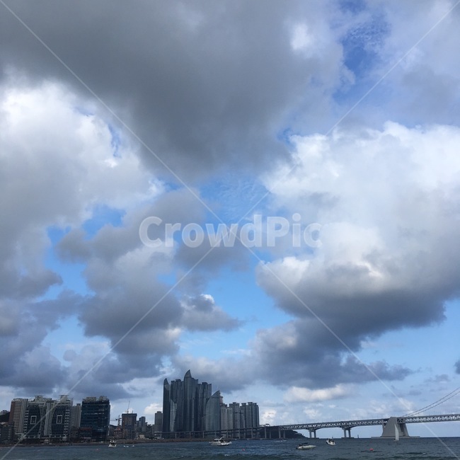 하늘,구름,부산,광안리,바다,힐링