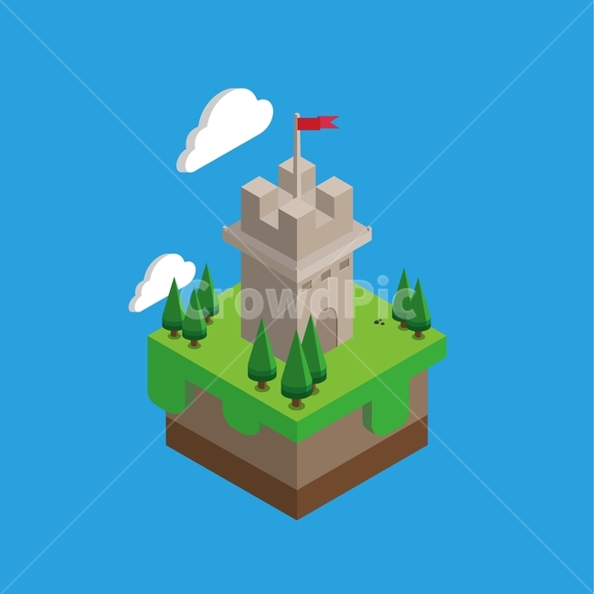 성,일러스트,게임,입체,섬,구름,아이콘,그래픽,일러스트레이션,graphic,illustration