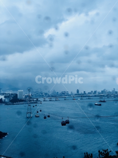 파란색,케이블카,부산,바다,빗방울,도시,풍경,city,landscape,한국도시풍경,한국도시경관,korea cityscape,nature,자연,outdoors,옥외,경치,scenery