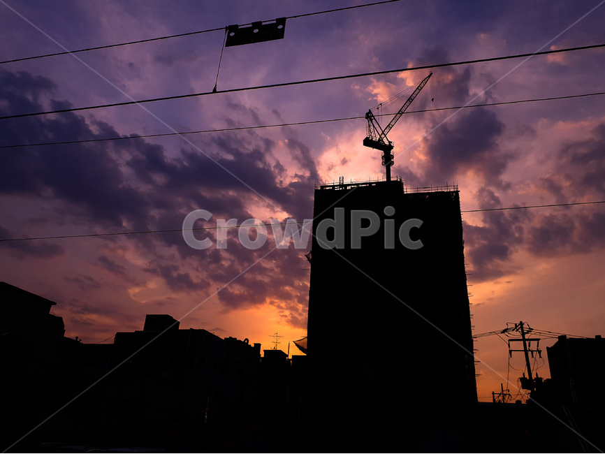 노을,구름,하늘,건물,풍경,landscape,sunset,sky,cloud,도시,풍경,city,landscape,실루엣,그림자,silhouette,shadow