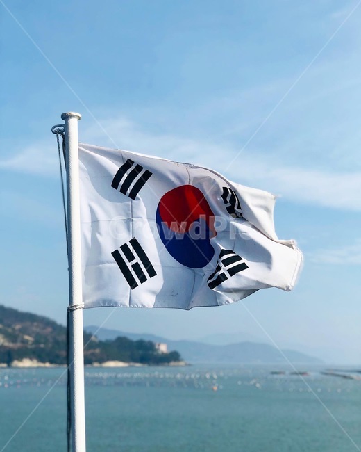 태극기,대한민국,바다,깃발,자부심