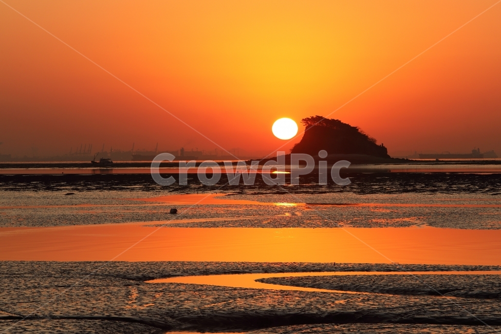 섬,물,뻘,바다,일출,자연,풍경,nature,landscape,sunlight,햇빛,outdoors,옥외