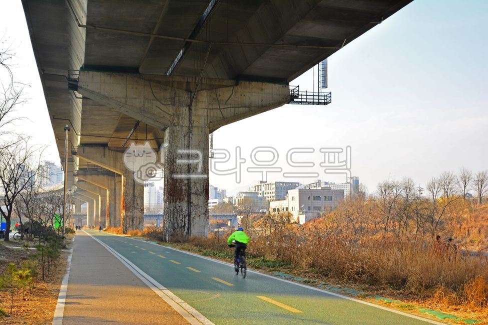 고가도로,콘크리트,높은,사람,라이딩,자전거도로,신책로,도시풍경,아스팔트,대각선,교외풍경,야외,옥외,아웃도어,라인,선,line,자전거,바이시클,bicycle,유산소운동,생활스포츠,한사람,뒷모습