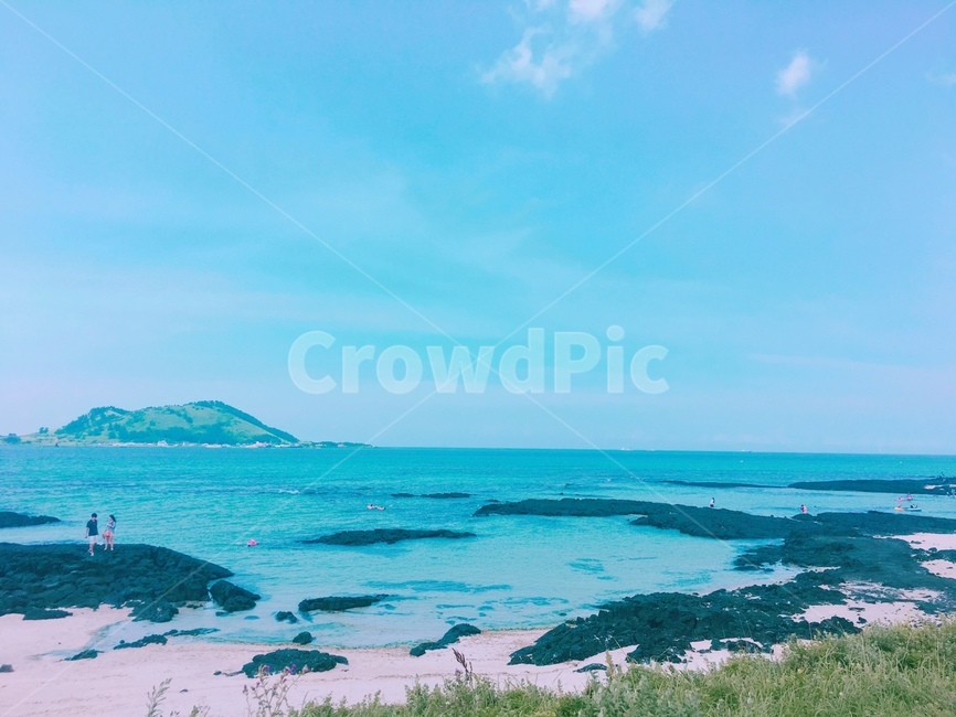 제주도,제주,협재해수욕장,협재,해수욕장,바다,푸른,맑은하늘