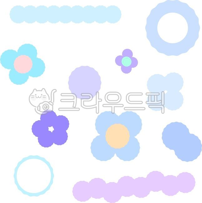 일러스트,다꾸,다이어리꾸미기,누끼,다이어리스티커,스티커,데코레이션,꽃스티커,퐁퐁스티커,퐁퐁꽃,퐁퐁이꽃,구름,도넛,하늘색