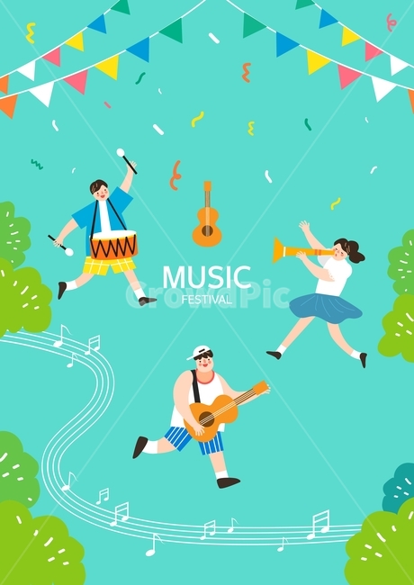 음악회,연주회,기타,트럼펫,캐릭터,여름,축제,페스티벌,팝업,배너,배경,축제,행사,festival,carnival,event,악기,음향기기,musical instrument,musical equipment,그래픽,일러스트레이션,graphic,illustration