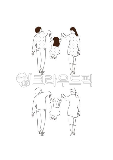 드로잉,세가족뒷모습,드로잉일러스트,손그림,세가족