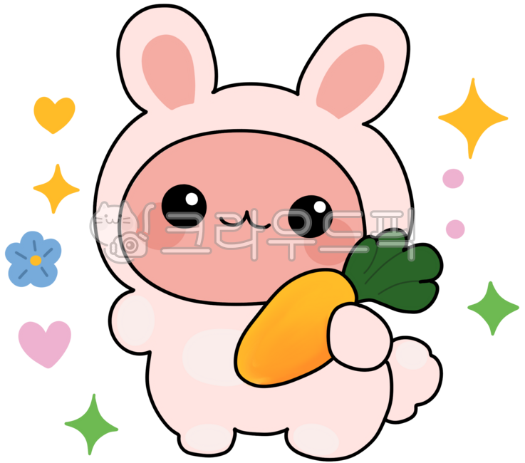 토끼,당근,귀여운,캐리4터,꽃,별,하트
