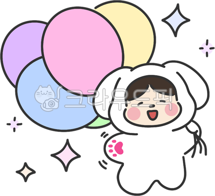 풍선,즐거운,행복한,토끼,강아지,캐릭터,귀여운