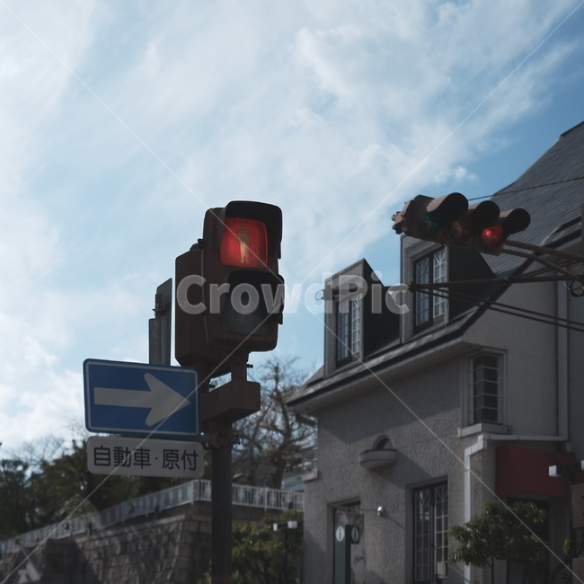신호등,빨간색,표지판,거리,고베,교통,교통수단,traffic,transportation