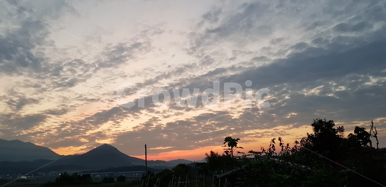 하늘,노을,구름,풍경,산