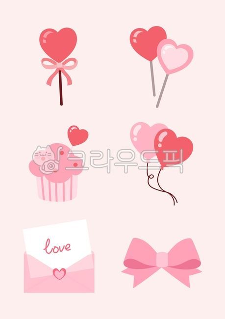 하트,러브,사랑,일러스트,발렌타인데이,화이트데이,핑크,막대사탕,하트사탕,컵케이크,딸기컵케이크,풍선,하트풍선,편지,연인,리본,꾸미기,스티커,장식,데코,꾸밈요소,러블리,사랑스러운,고백,이벤트,다꾸,사랑고백,장식요소