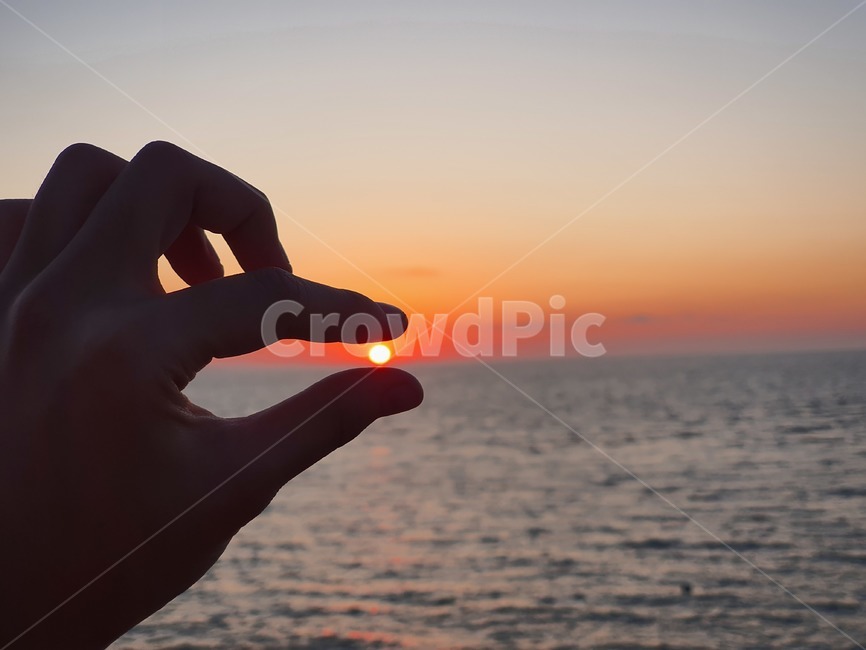 손,노을,바다,저녁놀,그림자,redsky,손가락,finger,저녁,하늘