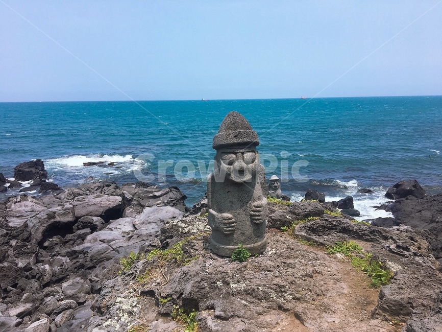 제주도,하르방,돌하르방,바다,하늘,sea,수평선,돌