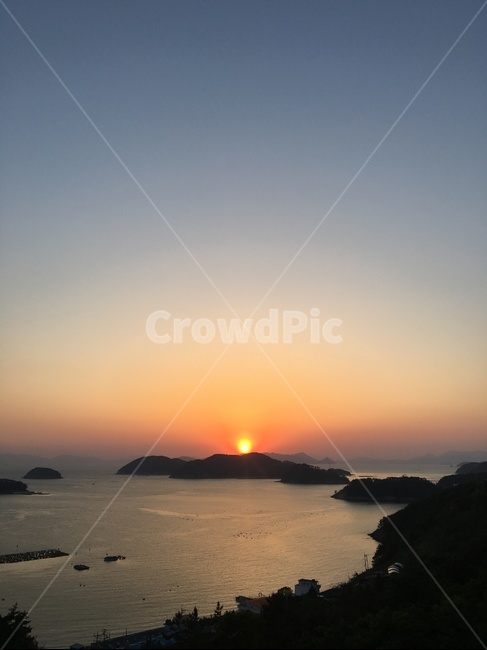노을,자연,바다,일몰,하늘