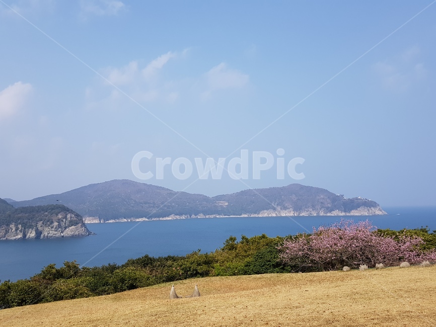바다,봄하늘,쾌청함,spring,sea,산봉우리,구름