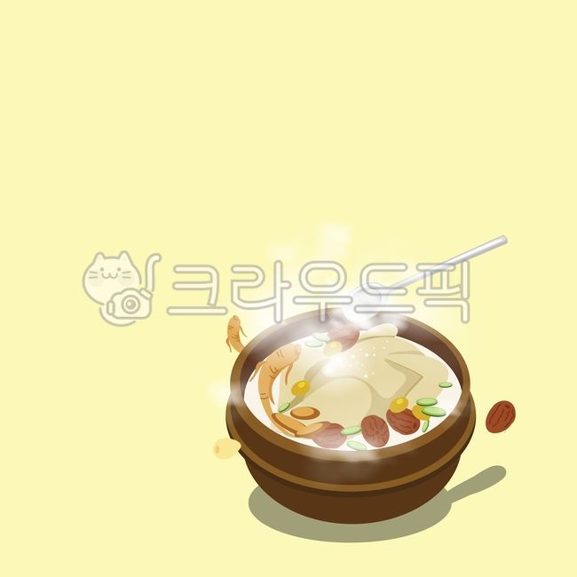 garlic,dog days,boiled chicken,smoke,health,chobok,bowl,boiled rice,food,summer food,redundant,seasonal food,malbok,samgyetang,earthen pot,spoon,season,ginkgo,illustration,family,Advertising,jujube,promotion