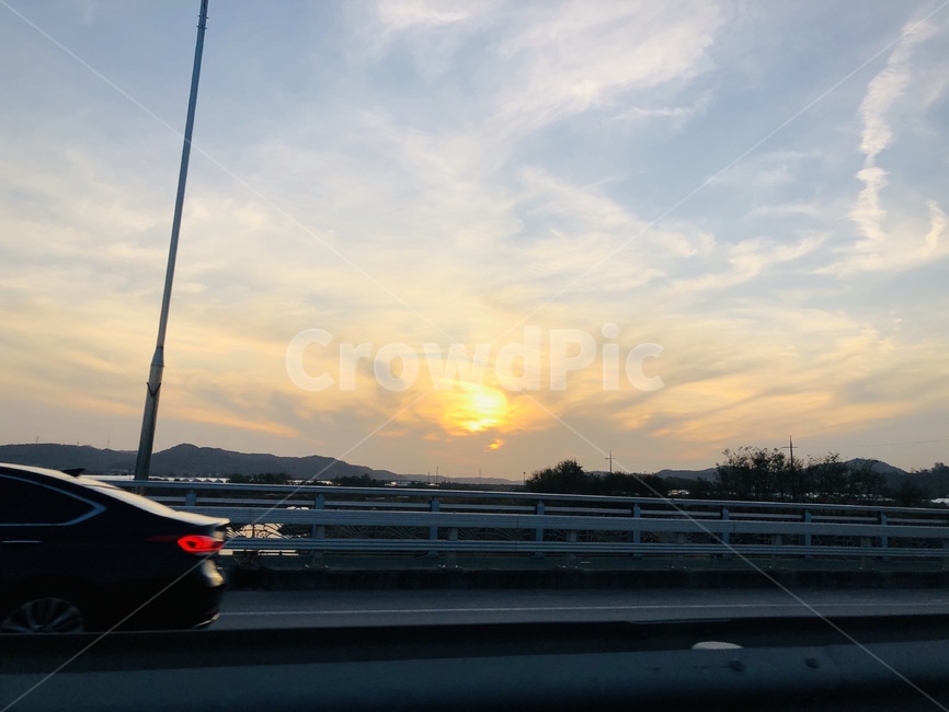 차,노을,구름,배경,빛